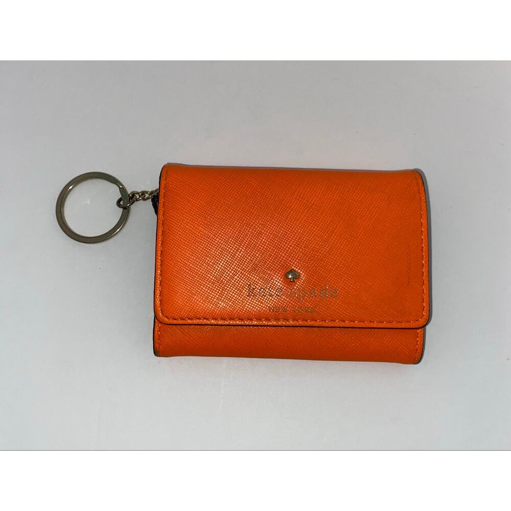 Kate Spade New York Orange Keychain Wallet Coin Purse ID Holder Leather